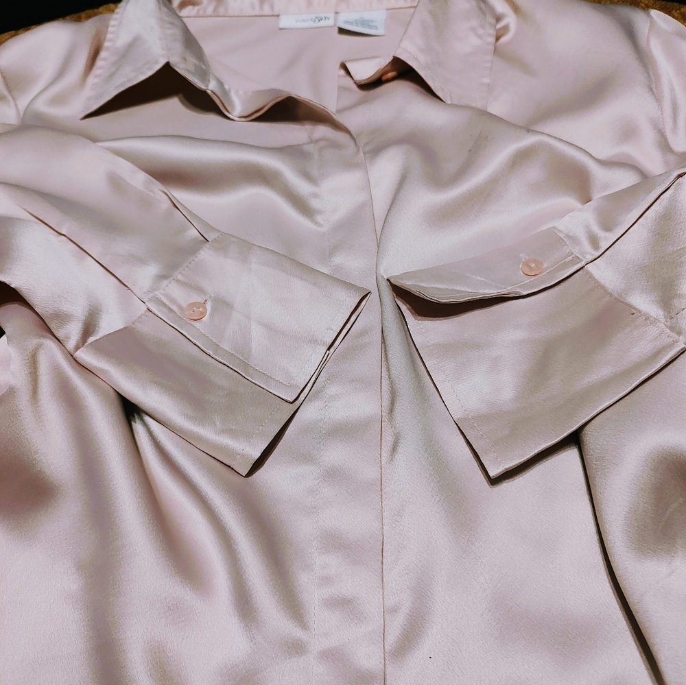 🌷🩷🌷 Gorgeous Baby Petal Powder Pink Silky Soft Satin Blouse Top - 16 - Picture 10 of 16